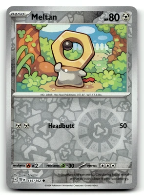 Meltan - 116/162 Reverse Holo Common SV05: Temporal Forces LP - Image 1 of 2