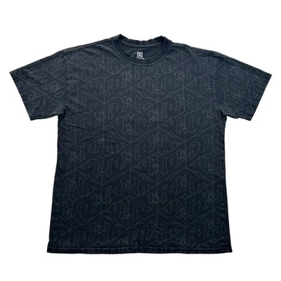 Vintage y2k DC Shoes AOP Logo Graphic Shirt Size Large Cyber Goth Grunge Skater - Image 1 of 4