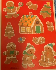 1984 Hallmark Scratch ‘n Sniff Stickers Gingerbread Scent 1 Sheet - Picture 1 of 2