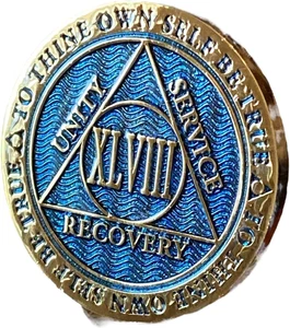 Chip Sobriedad Medallón AA Reflex Oro Azul 48 Años - Imagen 1 de 4