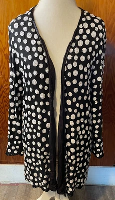 Chaqueta De Colección Judith Ann Creations Negra Seda Lentejuelas Blancas Lunares ~ Mediana Foto 1 de 4