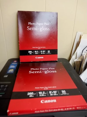 (2) Canon SG-201 8"X10" Photo Paper Plus Semi Gloss 2 Packs Of 50 Sheets New  - Image 1 of 2