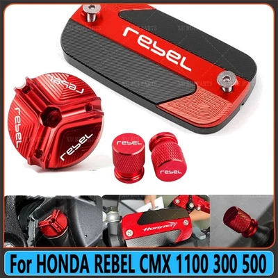 Front Brake Fluid Cover and Oil Fill Port Cover For HONDA REBEL CMX 1100 300 500 - Image 1 of 4
