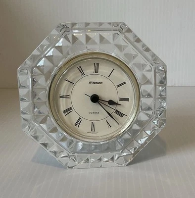 Staiger Lead Crystal Octagon Shaped Clock West Germany, Crystal Case France - Image 1 of 4