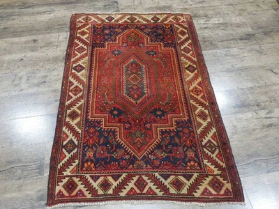 Alfombra geométrica turca vintage, alfombra turca hecha a mano de pueblo de Anatolia 2,8 x 4,1 pies Foto 1 de 4