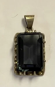 Colgante grande de cuarzo ahumado vintage de plata de ley 925 de XICO 1,5 x 1 pulgada - Imagen 1 de 7