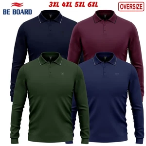 Polo uomo oversize taglie forti manica lunga caldo cotone BE BOARD 3XL 4XL 5XL 6 - Foto 1 di 10