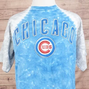 VINTAGE CHICAGO CUBS LOGO BLUE TIE DYE USA MADE SINGLE STITCH TSHIRT SZ XL LEE - Picture 1 of 8