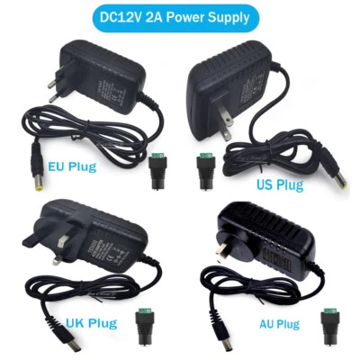24W Power Converter Adapter Supply EU US Plug AC 100-240V to DC 12V 2A led power - Image 1 of 4