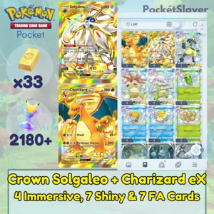 Pokemon TCG (Gioco di Carte Commerciali) Pocket 2 Corona Solgaleo Charizard 2180+ Confezione HG - Foto 1 di 12