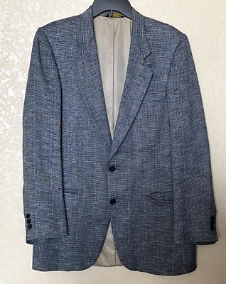 Men's Suit Jacket Coat Blazer Pierre Cardin Blue 40 L Large Vintage Wool Tweed - Image 1 of 4