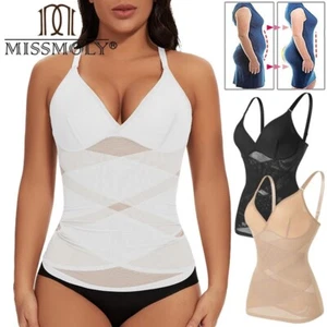 Women's Waist Slimming Shapewear Body Shaper Compression Seamless Shirt Tops US - Picture 1 of 31