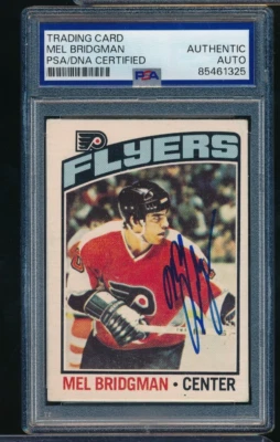 1976-77 O-Pee-Chee #26 Mel Bridgman rc signed auto PSA/DNA super tough crisp sig - Image 1 of 2