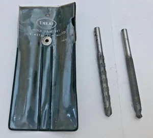Vintage Enkay 2 Hole Saw Bits Made Italy With Pouch - Picture 1 of 2