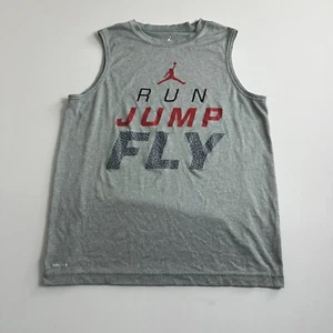 Nike Jordan Sleeveless Shirt Gray Dri-Fit RUN JUMP FLY Boys Size XL 13-15 YRS - Picture 1 of 8