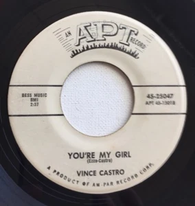 VINCE CASTRO, YOU'RE MY GIRL/BONGO TWIST, APT#25047, PROMO 45 RECORD, 1960 - Picture 1 of 4