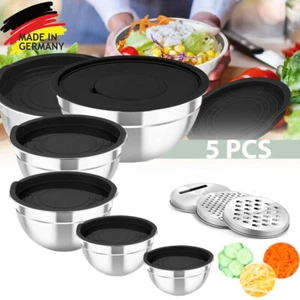 5Teilig Edelstahl Schüssel Rührschüssel Küchenschüssel mit Deckel Salatschüssel - Bild 1 von 14