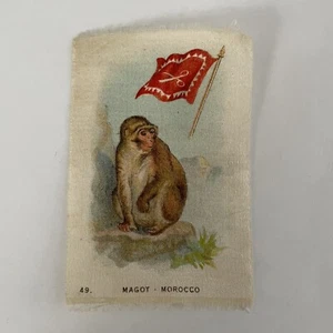 Magot Morocco Barbary Ape Scissors Flag & Animals Tobacco Silk Cigarette 1910 - Picture 1 of 8