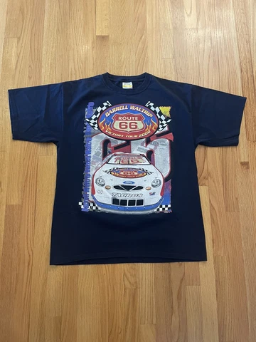 Darrell Waltrip Vintage Men’s Size XL Black T-shirt NASCAR Ford Route 66 Cover