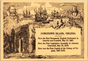 Jamestown VA Virginia Vintage Pocahontas Captain John Smith Postkarte nicht verschickt - Bild 1 von 2