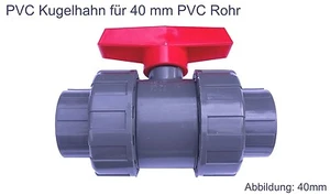 PVC Rohr Kugelhahn 40 mm 2 Wege Kunststoff Kugelventil Klebeanschluß Klebemuffe  - Bild 1 von 3
