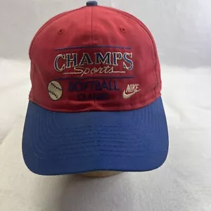 Vintage Champs Sport Softball klassische Mütze Druckknopflasche Nike Kappe rot blau - Bild 1 von 4