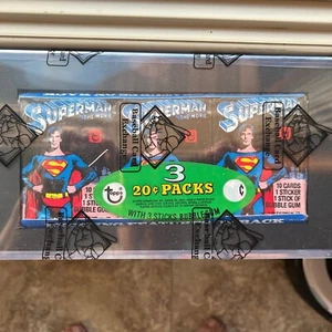 1978 TOPPS SUPERMAN VASSOIO DA SPESA CONFEZIONI DA 3 BBCE AUTENTICATO - Foto 1 di 7