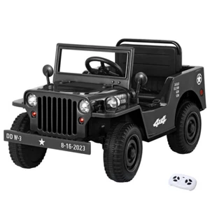 Rigo Ride On Car Jeep Kids Electric Military Toy Cars Off Road Vehicle 12V Black - Picture 1 of 7