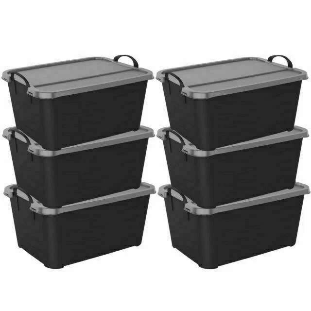 Life Story Black Stackable Closet and Storage Box 55 Quart Containers - Pack of 6