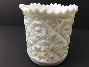 Bote de vidrio de leche Fostoria Winburn acolchado profundo patrón de estrella 5-1/2" x 5-1/2" - Imagen 1 de 11