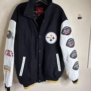Pittsburgh Steelers 4X Super Bowl Champions Wool Leather Jacket Size Adult L - Bild 1 von 16