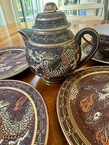Antique Rare Meiji/Satsuma Japanese 7 Piece Dragonware Tea Set - Picture 1 of 24