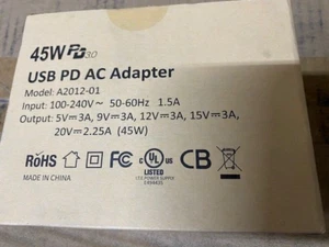 Anywhere Cart AC-45 USB PD AC Adapter - Modell # A2012-01 (NEU) - Bild 1 von 2