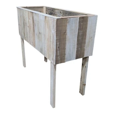 Rustic Reclaimed Wood Planter on Legs – Handmade Wooden Plant Stand - Image 1 of 4