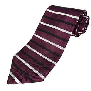 Brooks Brothers Makers Men’s Silk Repp Tie Maroon Stripe NeckTie - Picture 1 of 8