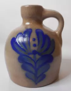 Jarrón Beaumont Brothers BBP 1996 cerámica esmalte de sal flor azul planta 4 5/8" - Imagen 1 de 16