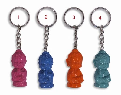 Buddha Keychain Key Ring Happy Praying Blessing - Image 1 of 4