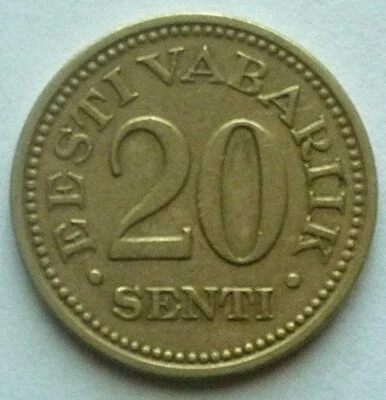 1935 ESTONIA - 20 SENTI - VERY HIGH GRADE - KM# 17 - BEAUTY! - Image 1 of 3