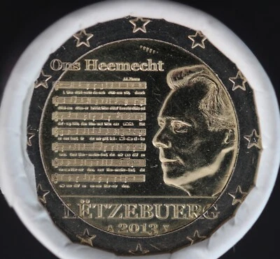 1 Rolle 2 Euro Sondermünzen Luxemburg 2013: Nationalhymne, Sichtrolle, 25x 2 € - Bild 1 von 4