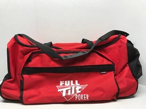 Bolso de viaje con lona deportiva inclinable completa para póquer gimnasio y rodante negro/rojo equipaje - Imagen 1 de 3
