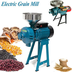 110V Electric Grinder Machine Grain Corn Wheat Cereal Feed Wet Dry Mill w/Funnel