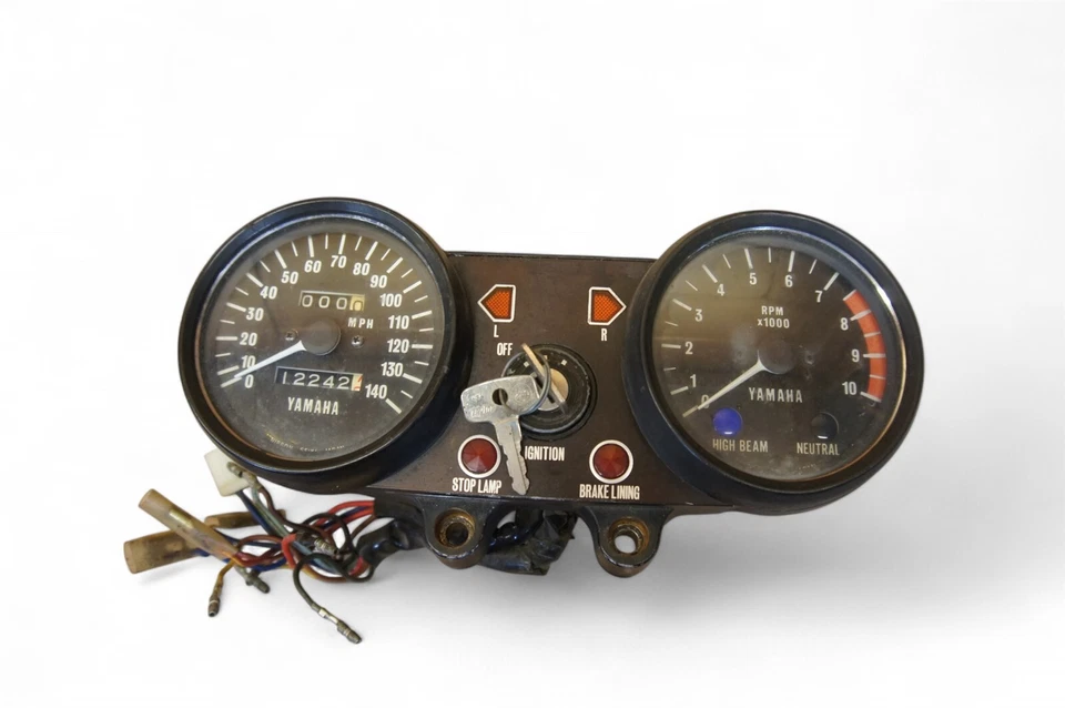 1974 Yamaha TX500 Gauge Cluster Speedometer Tachometer Switch Key Y127 *AH40 - Image 1 of 4