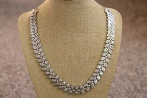 18" Swarovski Lab Created Zirconia Platinum Plated Sterling Silver Necklace - Picture 1 of 1