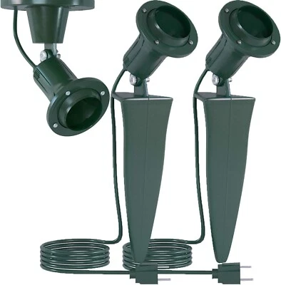 Home Intuition Outdoor Flood Light Fixture with Stake 6-Feet Cord 18/2 Gauge 2PK