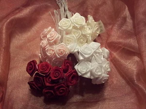 12 Diorröschen Diorrosen Satinröschen Hochzeit , Taufe, Geburt Rosen Farbwahl - Bild 1 von 1