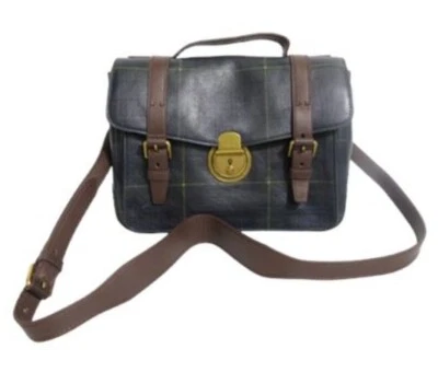 RARE Ralph Lauren Vogue Runway Model Featured Fall 2014 Plaid Leather Satchel  - Image 1 of 4