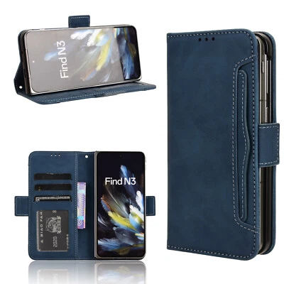 For OnePlus Open Retro Leather Card Holder Wallet Flip Case + Screen Protector - Image 1 of 4