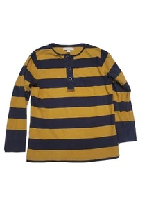 Burberry Boys Long Sleeves Shirt 10 Yellow Blue Striped Logo - Picture 1 of 5