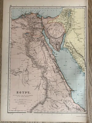 MAPA A COLOR DE EGIPCIO 1891 POR W.G. BLACKIE 129 AÑOS Foto 1 de 3