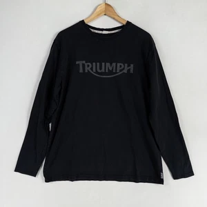 Camiseta Triumph Moto Adulto Grande Negra Manga Larga Gráfica Camiseta Motociclista - Imagen 1 de 6